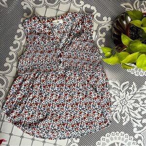 Ivy floral smocked-button down tank- size small